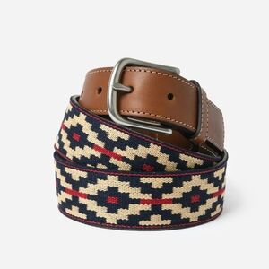 La Matera Men's Trucha Woven Belt Genuine Leather Aztec Western Geometric